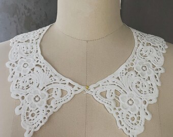 Floral Embroidery Lace Collar Applique, Bridal Gown Accessory