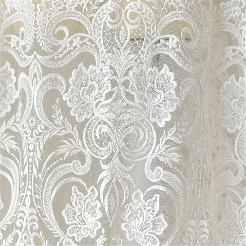 Beaded Lace Fabric: Tulle Embroidery, Elegant Bridal Wedding Dress image 9