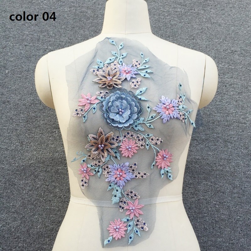 Elegant 3D Beaded Lace Applique Colorful Embroidered Floral - Etsy