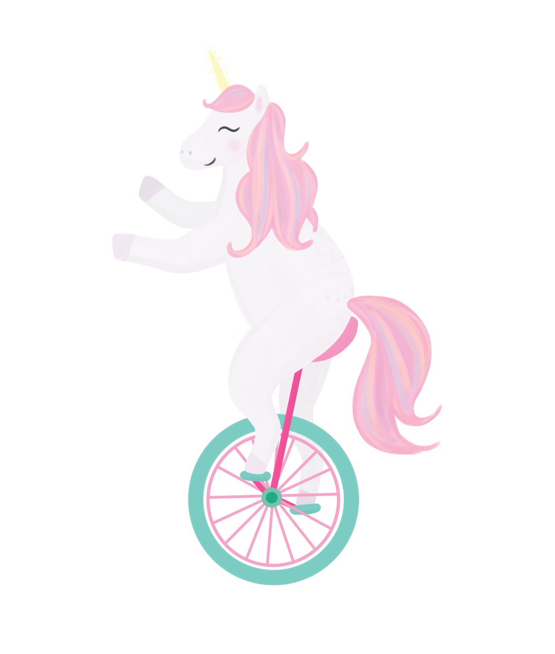 Unicycle Unicorn Animal Art Printable Nursery Art Instant Etsy