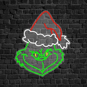 Enseigne néon Grinch For The Holidays - Personnalisé Père Noël Enseigne Néon
