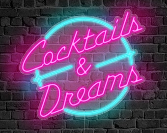 Cocktails and dreams neon cheap light
