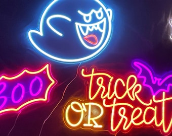 Halloween Neon Schilder - Boo Leuchtreklame für Halloween, Party, Mancave, Bar, Geschäft oder Spielzimmer