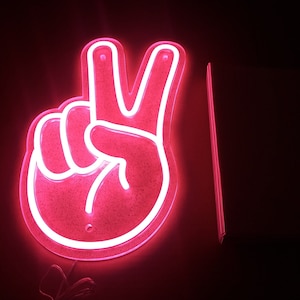 Peace Fingers Neon Sign - Home Decor Neon Sign - Custom Neon Sign