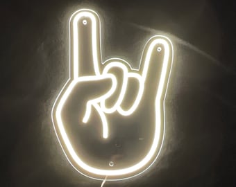 Rock On Fingers LED Neon Sign – Handmade Home Decor