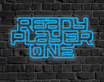 Bereit Player One Retro Arcade Leuchtreklame - Personalisiere dein Arcade / Mancave LED-Schild