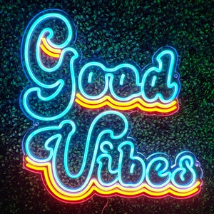 Good Vibes Neon Sign - 70&#39;s Home Decor - Custom Neon Sign for your Den or Man Cave