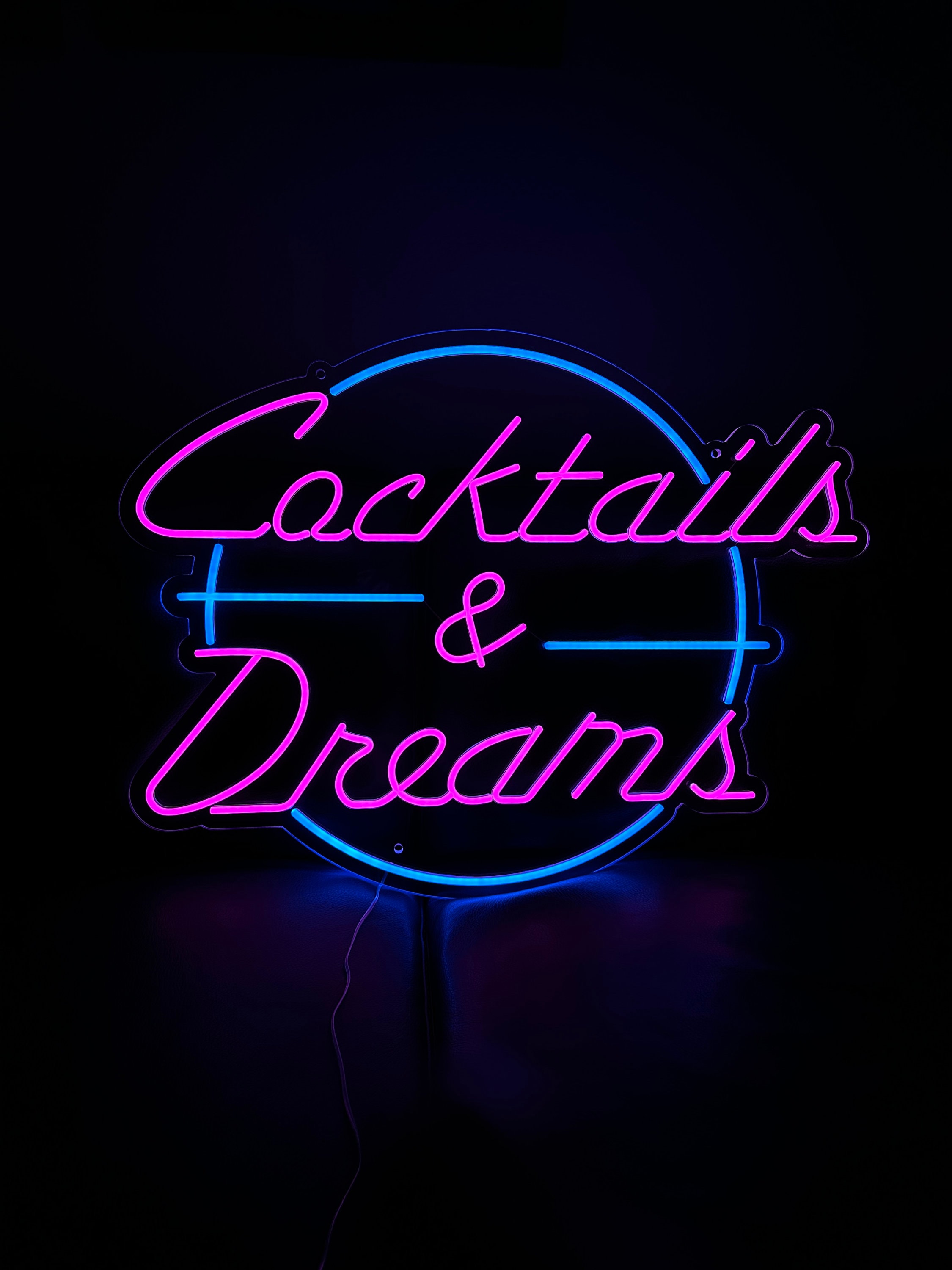 Cocktails & Dreams Neon Sign, Retro 80's Bar Neon Sign, Arcade or