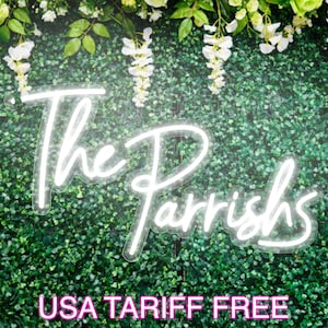 Neon Sign For Grass wall - Customize Your Name Neon Sign, Perfect for Reception and Wedding Photo Backdrop