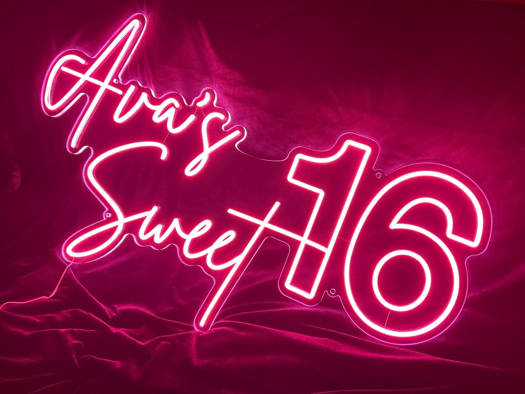 Sweet 16 Neon Sign, Customize Name Sign for Party, Personalized Name