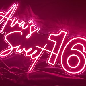 Sweet 16 Neon Sign, Customize Name Sign For Party, Personalized Name Signs, Event Photo Backdrop