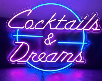 オーダー　ネオン管　カクテル ドリームズ ネオン看板 バー装飾  オリジナル カクテル＆ドリーム LED ネオンサイン、80年代のレトロなバー装飾