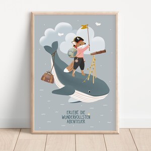 Kinderposter Wal A4 fürs Kinderzimmer, Print