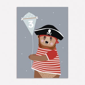 Karte 3. Geburtstag, Geburtstagskarte mit Zahl, Glückwunschkarte