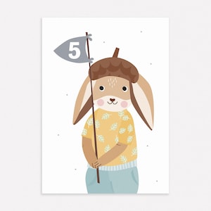 Karte 5. Geburtstag, Geburtstagskarte mit Zahl, Glückwunschkarte