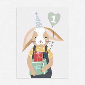 Karte 1. Geburtstag, Geburtstagskarte mit Zahl, Glückwunschkarte
