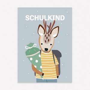 Postkarte zur Einschulung, Karte Schulkind