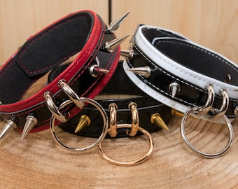 Spiked Vinyl Collar – Adjustable Fetish Choker for Men, Subs, and Cosplay