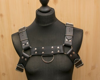 Full Grain Belt Grade Leather Bulldog Harness: Adjustable Reversible Small Medium