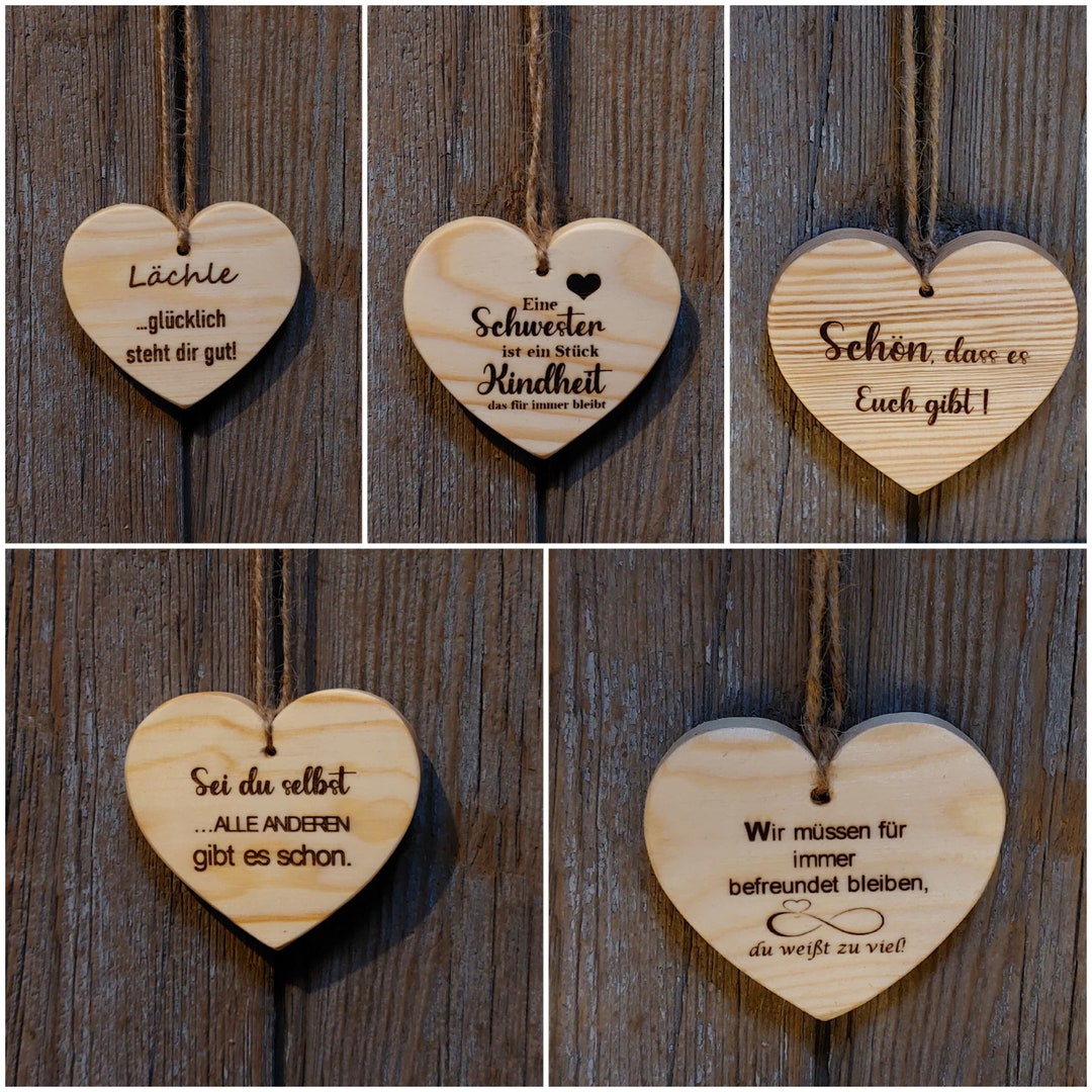 1 Naturholz Herz mit Spruch, persönliches Geschenk Etsy.de