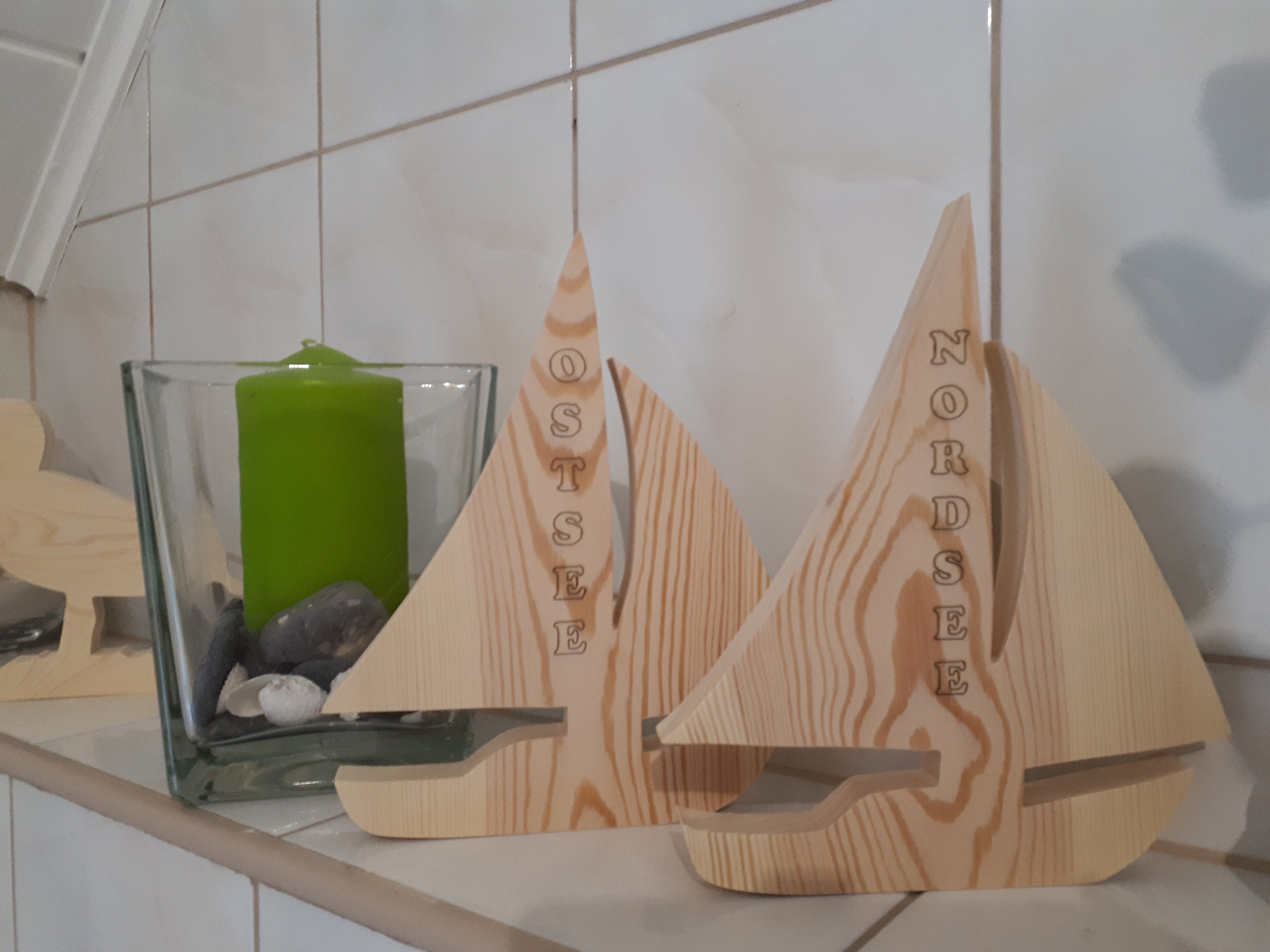 Wood boat ornament - .de