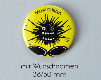 Button Monster Drummer, personalisiert, Anstecker Schlagzeuger, Gastgeschenk Drummer Party, Wunschfarben