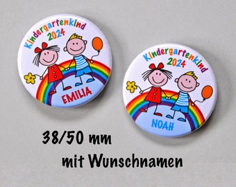 Button Kindergartenkind 2024 mit Namen, Anstecker Kita Kind, Kindergarten, personalisiert