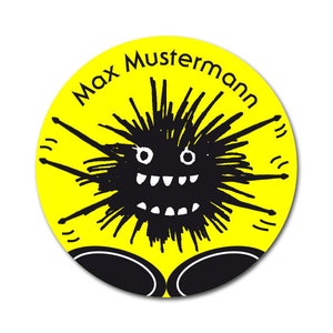 Sticker Monster Drummer, personalized, sticker monster with own name or desired text and colors, 24 pieces image 1