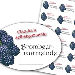 Persönliche Aufkleber für Brombeermarmelade, Marmelade Etiketten Brombeere, personalisiert, 18 Stk. Bild 2