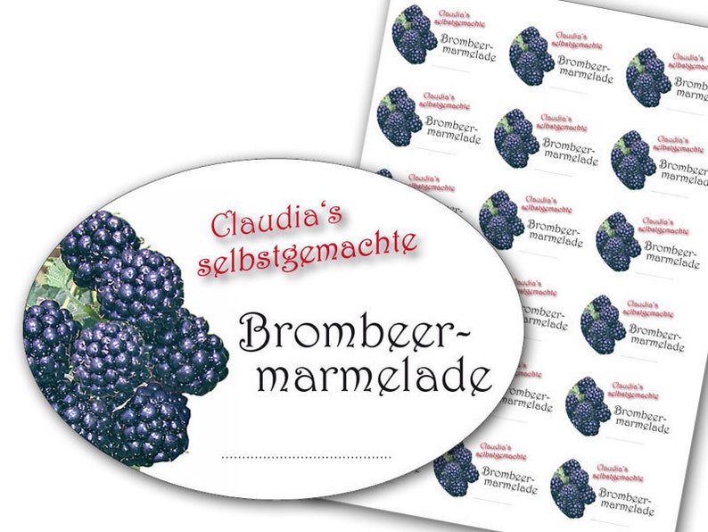 Persönliche Aufkleber für Brombeermarmelade, Marmelade Etiketten Brombeere, personalisiert, 18 Stk. Bild 2