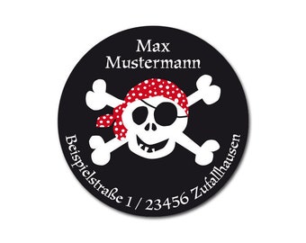 Sticker pirate, personalized, address sticker personal, sticker pirate address or desired text, 24 pcs.