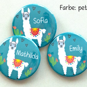 Button Lama personalized with name / Alpaca pin / Birthday gift / with color variations image 2