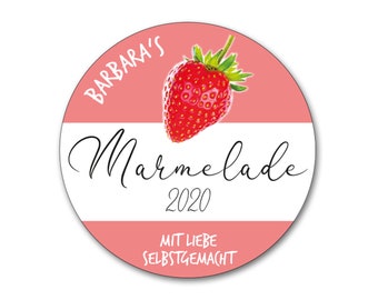 Personal labels for strawberry jam 2024, stickers jam strawberry 2024 personalized, 24 pieces.