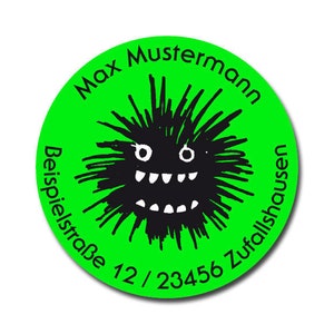 Sticker Monster personalisiert / Adressaufkleber Monster / Aufkleber Monster Adresse Name und Klasse oder Wunschtext / persönlich / 24 Stück Bild 2