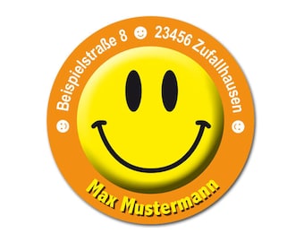 Sticker SMILEY, personalized, address sticker personal, sticker smiley address, 24 pieces