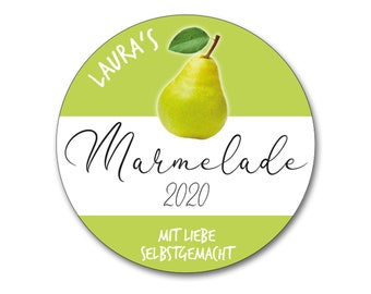 Persönliche Etiketten für Birnenmarmelade 2024, Aufkleber Marmelade Birne 2024,  personalisiert, 24 Stk.