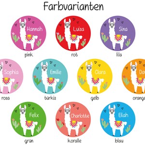 Button Lama personalized with name / Alpaca pin / Birthday gift / with color variations image 3