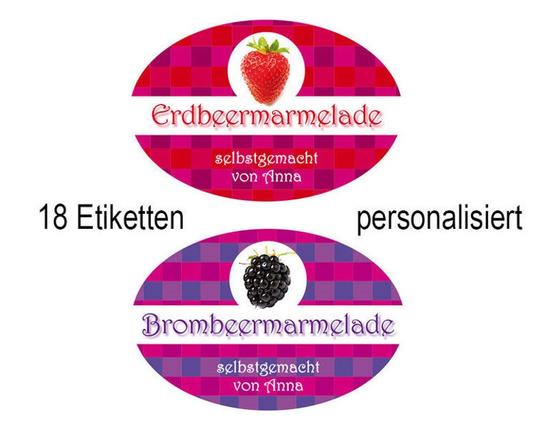 Jam labels strawberry or blackberry, personalized, personal stickers, jam stickers personally image 1