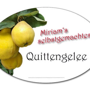 Persönliche Aufkleber für Quittengelee, Quittenlikör, Quitte Marmelade Etiketten, personalisiert, 18 Stk. Bild 1