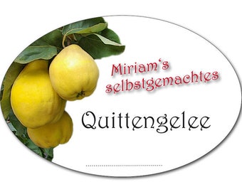 Personal stickers for quince jelly, quince liqueur, quince jam labels, personalized, 18 pcs.