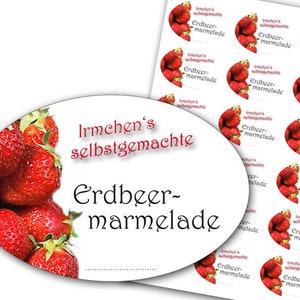 Persönliche Aufkleber für Erdbeermarmelade, Marmelade Etiketten Erdbeer, personalisiert, 18 Stk. Bild 2