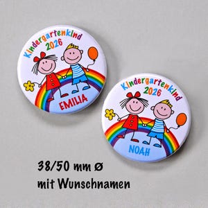 Button Kindergartenkind 2026 mit Namen personalisiert,  persönlicher Anstecker Kita Kind, Anstecknadel Kindergarten 2026