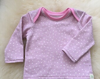Baby-Langarmshirt Gr. 68 "Sweatshirt rosa" mit amerikanischem Halsausschnitt