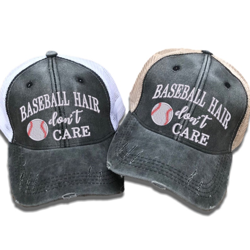 Baseball Hair Don/'t Care Hat Funny Distressed Party Hats Baseball Cap Custom Trucker Hat Women Sports Hat Game Personalize