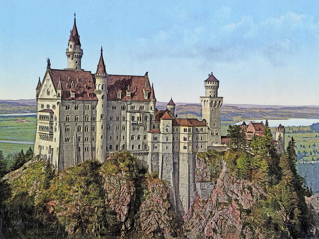 Neuschwanstein Castle C. 1910, Painting, Printable Art, Download …