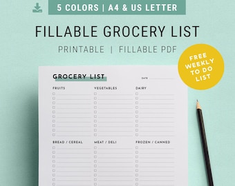 Shopping List | A4 & US Letter | Printable Grocery, Meal Planner, Household Organizer, Mom Planner, To Do List Notepad, Free Weekly Schedule