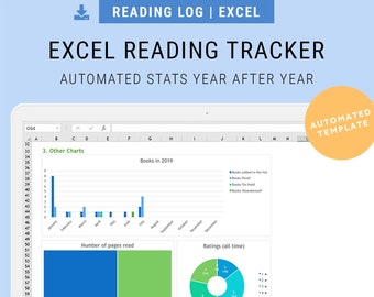 Reading Tracker Spreadsheet for Excel | Automated Worksheet with Stats to track your Books Read, Reading Log, To Read List