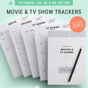 Movies & TV Shows Tracker | Ultimate Bundle for A4, A5, Letter | Binder Printables, To Watch, Favorites List, Films and Series Reviews