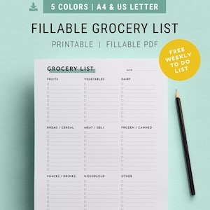 Shopping List | A4 & US Letter | Printable Grocery, Meal Planner, Household Organizer, Mom Planner, To Do List Notepad, Free Weekly Schedule