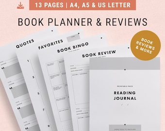 Reading Reviews, Tracker & More | Ultimate Bundle for A4, A5, Letter | Binder Printables, To Read, Favorites List, Book Reviews